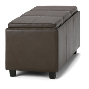 English Elm Avalon Chocolate Brown Storage Ottoman – Stylish Faux Leather With Hidden Storage & Serving Trays B136P158110