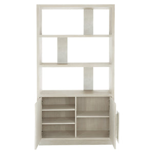 Bernhardt Bernhardt Ellis Etagere With Jicama White Oak & Nickel Cast Aluminum—Asymmetrical Bauhaus Display, 82"H 305128