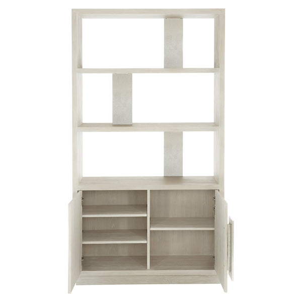 Bernhardt Bernhardt Ellis Etagere With Jicama White Oak & Nickel Cast Aluminum—Asymmetrical Bauhaus Display, 82"H 305128