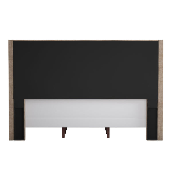 Homelegance By Top-Line Harlyn Tufted Linen Wingback Bed Beige Linen