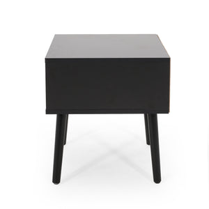 English Elm Christopher Knight Home® - END TABLE Mid-Century Modern Two-Toned End Table with Drawer, Faux Wood Top & Splayed Legs for Living Room Black White 66761.00BLKWHT