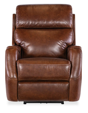 Hooker Furniture Harlan Zero Gravity Power Recliner With Usb Port, Top-Grain Leather, Bustle Back & Metal Base Brown SS734-PHZ1-088