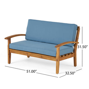 English Elm Christopher Knight Home® - Peyton Loveseat & Coffee Table Set – Stylish Outdoor Relaxation With Weather-Resistant Cushions 57972.00SETBLU