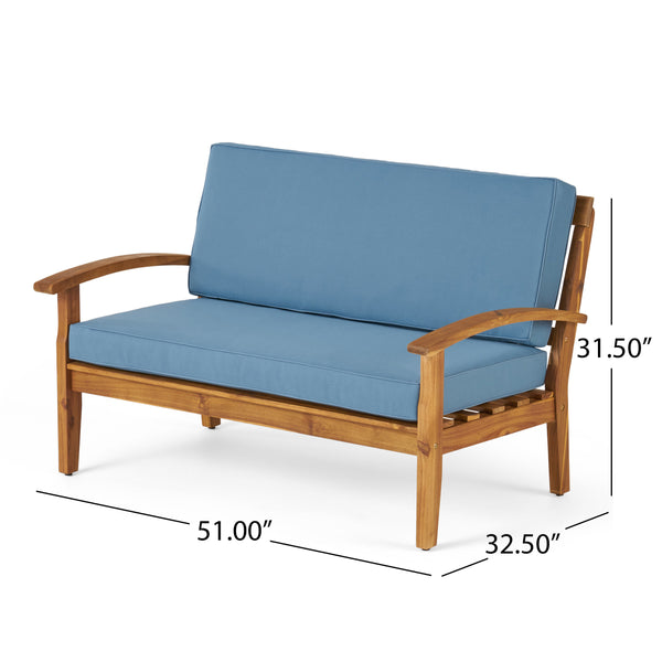 English Elm Christopher Knight Home® - Peyton Loveseat & Coffee Table Set – Stylish Outdoor Relaxation With Weather-Resistant Cushions 57972.00SETBLU