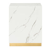 Homelegance By Top-Line Blaise Faux Marble End Table with Casters White Marble