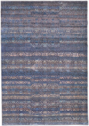 Feizy Rugs Voss Collection Bold Geometric Polyester Rug - Eye-catching Transitional Design For Any Space Blue,Purple,Brown Polyester Vos39h3fblugrnf71