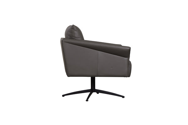 Porter Designs Porter Virgo Swivel Accent Chair In Gray Leather - Mid-century Modern Design With Flared Arms Gray Leather 12-204-02t-0239-kit