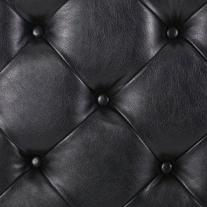 English Elm Round Tufted Pu Leather Ottoman with Open Shelf Storage for Living Room Black 71589.00