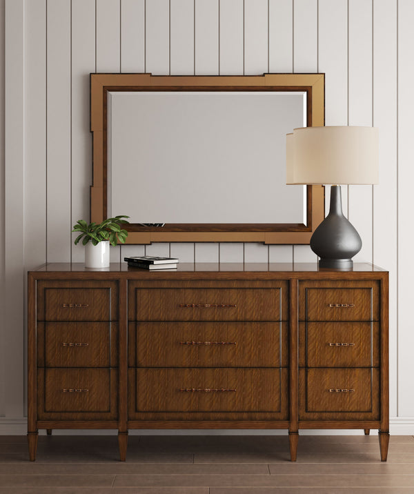 A.R.T. Furniture Eave Elegant Mirror With Reed Pattern Frame – Timeless Addition For Sophisticated Home Decor Brown Material(S), Poplar And Parawood Solids,Bronze Mirror 336121-1860