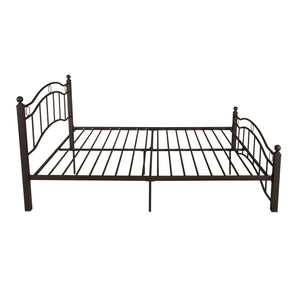 English Elm Queen Iron Platform Bed Camelback Headboard Geometric Finial Posts Victorian Loft Style Copper 63298.00HMCOP-Q