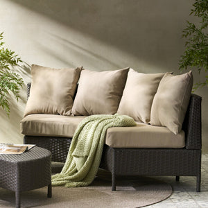 English Elm Christopher Knight Home® - PT LIMON SINGLE SOFA Curved Armless Outdoor/Indoor Faux Rattan Chairs with Water-Resistant Cushions and Heavy-Duty Iron Frame Dark Brown 54786.00