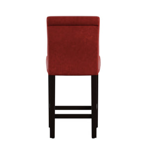 Homelegance By Top-Line Leander Faux Leather Counter Height Stools (Set of 2) Red Rubberwood