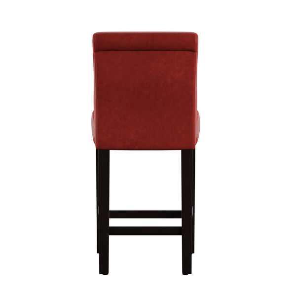Homelegance By Top-Line Leander Faux Leather Counter Height Stools (Set of 2) Red Rubberwood