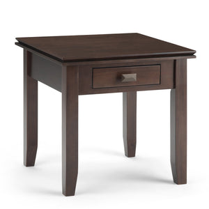 English Elm Artisan End Table In Rich Tobacco Brown - Handcrafted Solid Wood With Functional Drawer Storage B136P158694