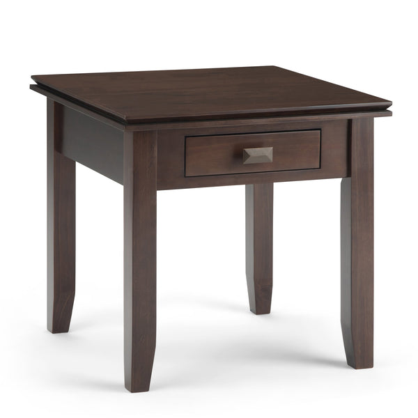English Elm Artisan End Table In Rich Tobacco Brown - Handcrafted Solid Wood With Functional Drawer Storage B136P158694