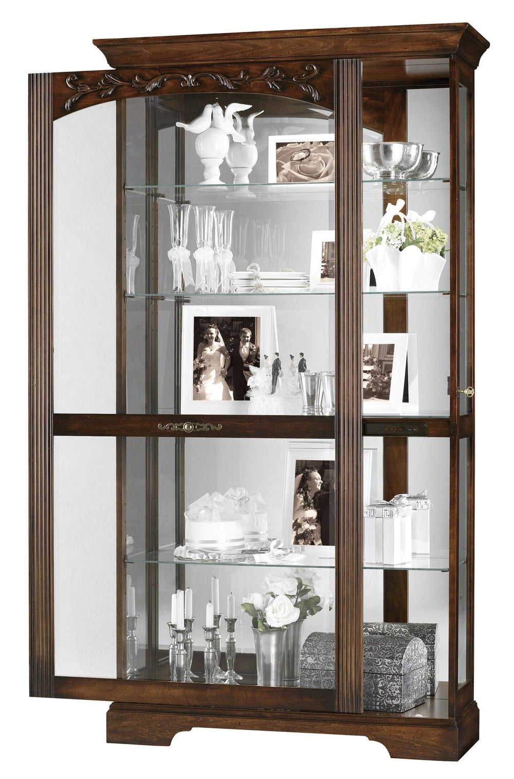 Hekman Furniture 680445 Howard Miller Curio Cabinet - Elegant Display Case With Adjustable Lighting & Shelves Hampton Cherry Hartland Curio Cabinet 680445
