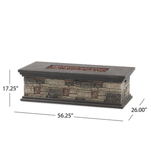 English Elm Rectangle Mgo Propane Fire Pit Faux Stone Finish 50000 Btu Outdoor Patio Centerpiece 63692.00-50K