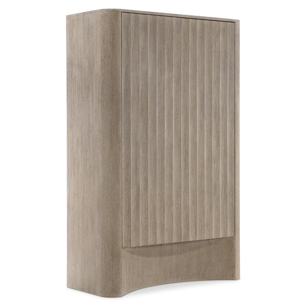 Bernhardt Bernhardt Loggia Bar Cabinet With Aria Wire-Brushed Oak, Fluted Doors, Mirrored Back & Lighting 345845