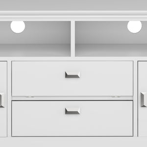 English Elm Artisan 72" White Tv Media Stand – Handcrafted Solid Wood With Modern Storage & Cable Management Solutions B136P158428