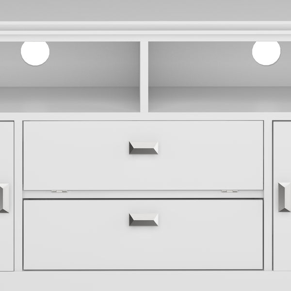 English Elm Artisan 72" White Tv Media Stand – Handcrafted Solid Wood With Modern Storage & Cable Management Solutions B136P158428