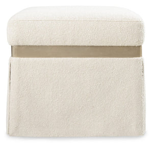 Hooker Furniture Melange Dream Weaver Pouf Inverness Natural Upholstery, Champagne Trim, Skirted Square Seat For Versatile Use 628-50734-05