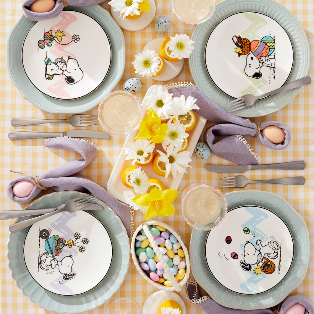 Lenox Peanuts Easter Snoopy 4-Piece Accent Plates Set Multi, IVORY PORCELAIN 895684