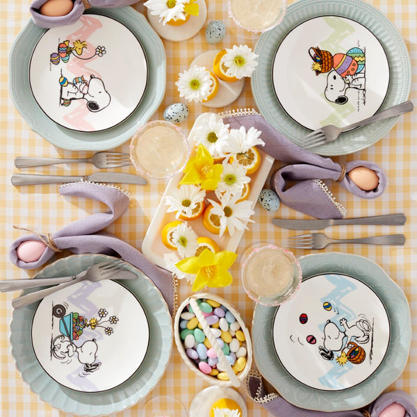 Lenox Peanuts Easter Snoopy 4-Piece Accent Plates Set Multi, IVORY PORCELAIN 895684