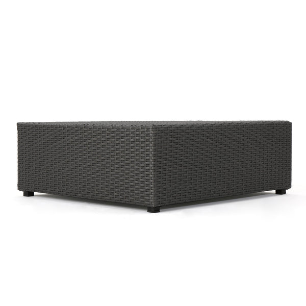 English Elm Christopher Knight Home® - SANTA SANTA CRUZ Corner & Table Set — PE Rattan Patio Sofa with Water-Resistant Cushions, No Assembly Required Grey+White 52977.00SETIRNGRY