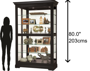 Hekman Furniture 680624 Kane Ii Curio Cabinet - Elegant Black Glass Display With Adjustable Shelves & Lighting Features Black Satin Kane Ii 680624