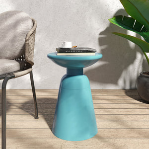 English Elm Outdoor Powder-coated Iron Pedestal Side Table for Patio and Lounge Spaces 73615.00T