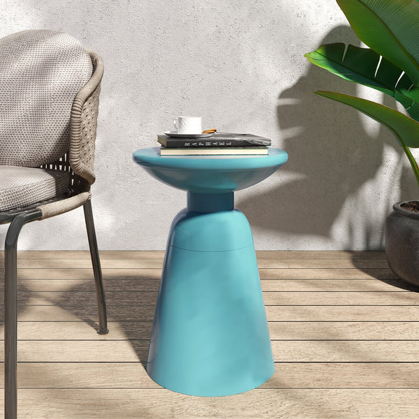 English Elm Outdoor Powder-coated Iron Pedestal Side Table for Patio and Lounge Spaces 73615.00T