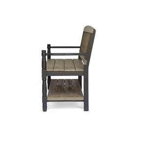English Elm Imperial Solid Acacia Wood Farmhouse Bench with Lower Shelf for Entryway 62539.00SGRYBLK