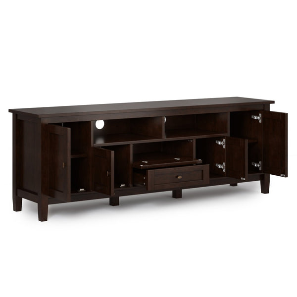 English Elm Warm 72" Transitional Tv Media Stand - Handcrafted Russet Brown With Ample Storage & Style B136P159715-GIGA