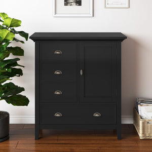 English Elm Redmond Medium Storage Cabinet - Handcrafted Solid Wood In Elegant Black Finish With Antique Brass Hardware B136P159530-GIGA