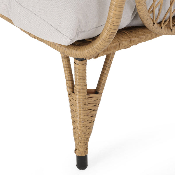 English Elm Christopher Knight Home® - MALIA Wicker Standing Basket Chair with Water-Resistant Cushion, Iron Frame, Handcrafted Outdoor Cozy Retreat Brown+Beige 68018.00LBGE