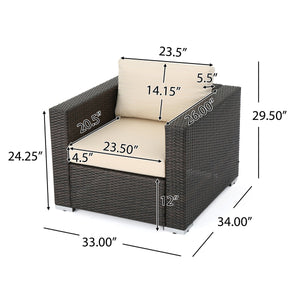 English Elm Christopher Knight Home® - SANTA SANTA ROSA CLUB CHAIR KD — Weatherproof Faux Rattan, Aluminum Frame, Water‑Resistant Cushion Comfort Multi 57470.00ALUMBRN