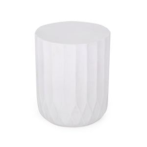 English Elm End Table Cylindrical Cast Concrete Sculptural Side for Indoor or Patio Use 73433.00