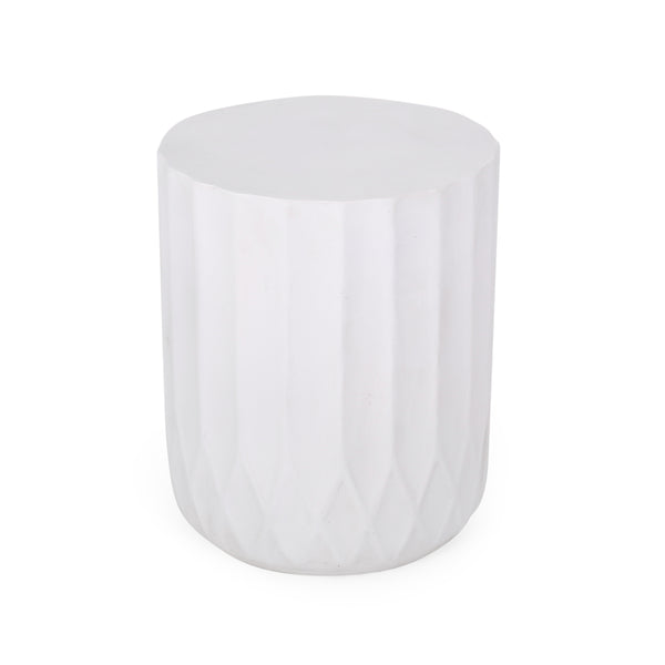 English Elm End Table Cylindrical Cast Concrete Sculptural Side for Indoor or Patio Use 73433.00