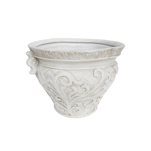 English Elm Largo Handcrafted Concrete Planter Antique White Aged Finish for Porch or Patio 63427.00WHI