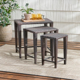 Christopher Knight Home® - Noble House - Outdoor Brown Wicker Nested Tables (Set Of 3)