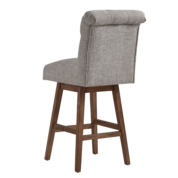 Homelegance By Top-Line Jacinta Tufted Linen Upholstered Swivel Stools (Set of 2) Brown Rubberwood