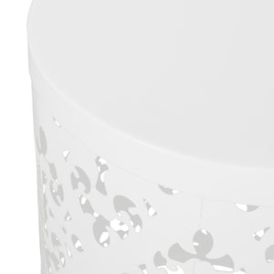 English Elm Metal Nesting End Table Set of Two with Floral Iron Cut Design for Living Room White 73604.00WHI