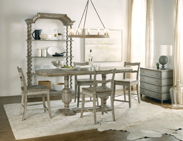 Hooker Furniture Alfresco La Riva Oyster Ladderback Swivel Counter Stool — Oak Veneer, Memory Swivel, Distressed Finish 6025-75350-90