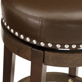 Homelegance By Top-Line Emerson Brown Finish Faux Leather 29" Swivel Bar Height Stool (Set of 2) Brown Rubberwood