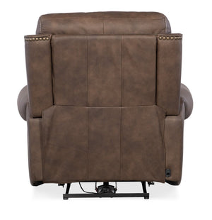 Hooker Furniture Duncan Power Recliner With Zero-Gravity Recline, Power Headrest & Lumbar, Usb Port, Nailhead Trim Medium Brown SS635-PHZL1-088