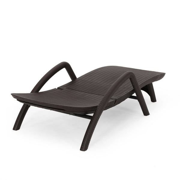 English Elm Christopher Knight Home® - MIKAEL Chaise Lounge Dark Brown Polypropylene 3D Wicker Weather-Resistant Handcrafted Outdoor Seating 68020.00DBRN