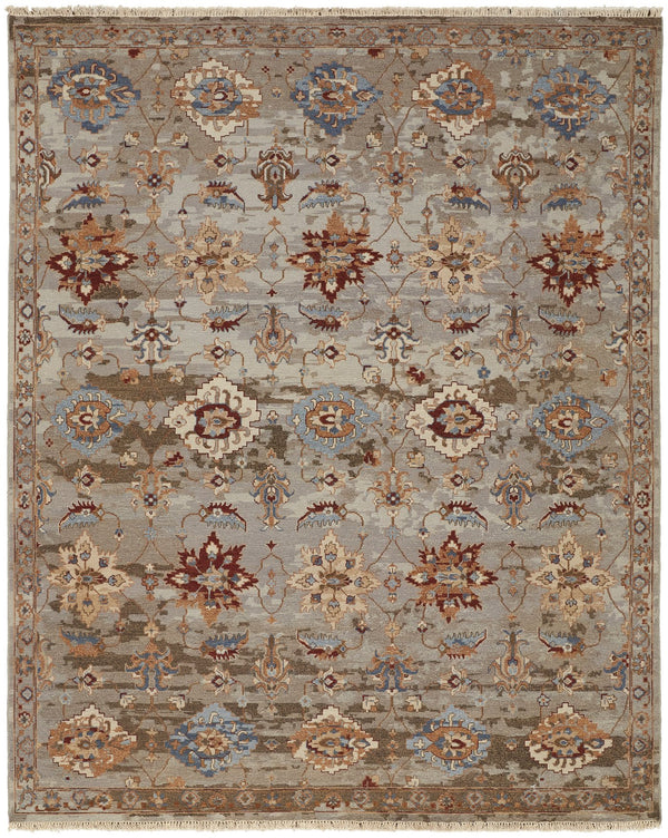 Feizy Rugs Leylan Vibrant Tribal-inspired Hand Knotted Wool Area Rug - Stunning Floral & Botanical Design Brown,Tan,Gray Wool Ley0583fgry000j55