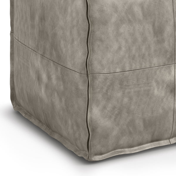 English Elm Brody Square Pouf - Distressed Grey Vegan Leather - Modern Accent For Living Rooms & Offices B136P159282