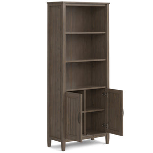 English Elm Lev Smoky Brown Bookcase - Handcrafted Solid Wood, Adjustable Shelves, Two Doors, Anti-Tip Safety, Transitional Design B136P158816