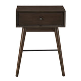 Homelegance By Top-Line Sarai Wood 1-Drawer End Table Walnut Rubberwood